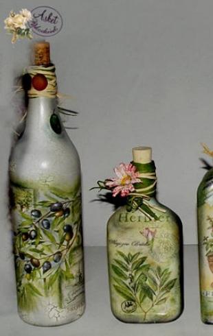 Decoupage of bottles with your own hands: basic principles and design options Decoupage of a flat bottle in the shape of an owl